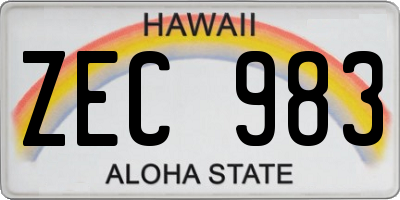 HI license plate ZEC983