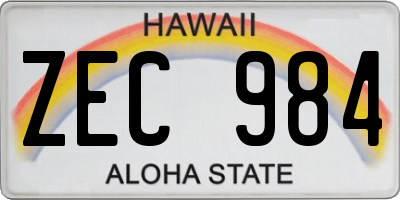 HI license plate ZEC984