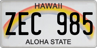 HI license plate ZEC985