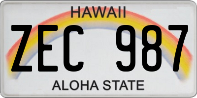 HI license plate ZEC987
