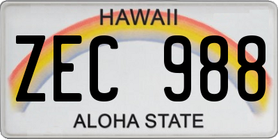 HI license plate ZEC988