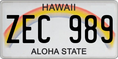 HI license plate ZEC989