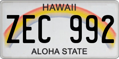 HI license plate ZEC992
