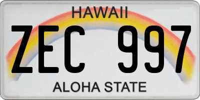 HI license plate ZEC997