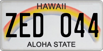 HI license plate ZED044