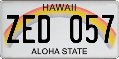 HI license plate ZED057