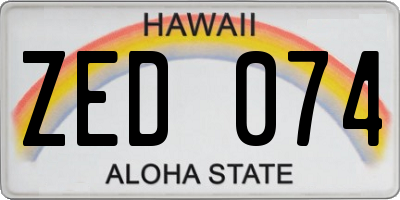 HI license plate ZED074