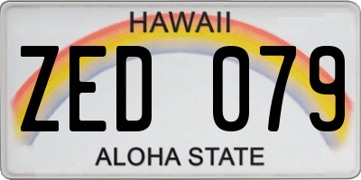 HI license plate ZED079