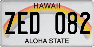 HI license plate ZED082