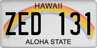 HI license plate ZED131