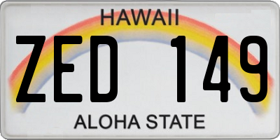 HI license plate ZED149