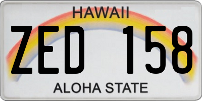 HI license plate ZED158