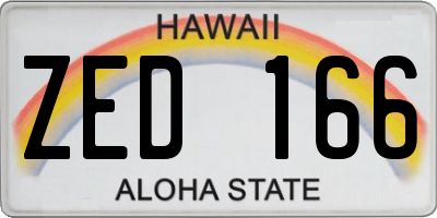 HI license plate ZED166