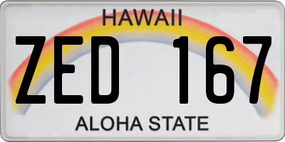 HI license plate ZED167