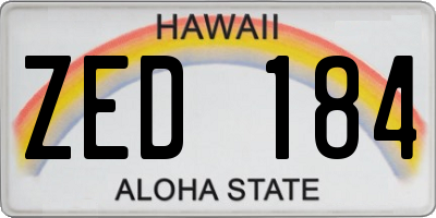 HI license plate ZED184