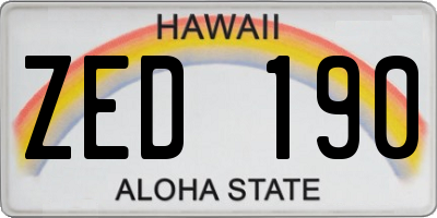 HI license plate ZED190