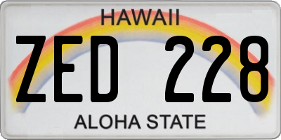 HI license plate ZED228