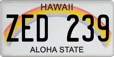 HI license plate ZED239