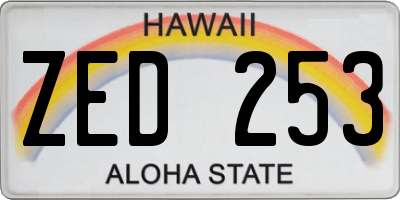 HI license plate ZED253