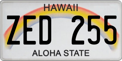 HI license plate ZED255