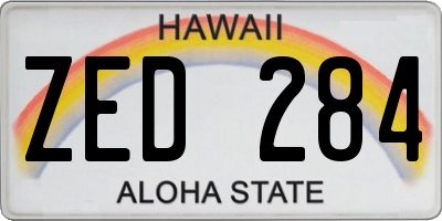 HI license plate ZED284