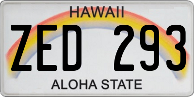 HI license plate ZED293