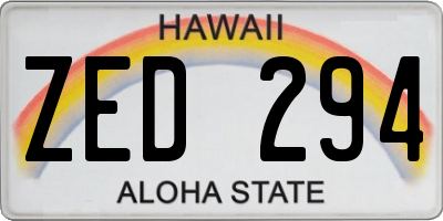 HI license plate ZED294