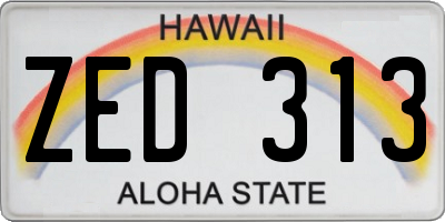 HI license plate ZED313