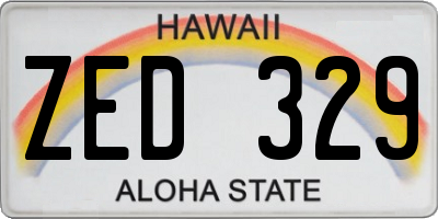 HI license plate ZED329