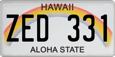 HI license plate ZED331