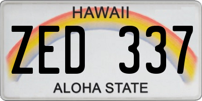 HI license plate ZED337