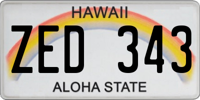 HI license plate ZED343