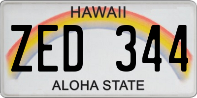 HI license plate ZED344