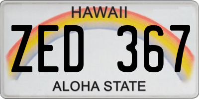 HI license plate ZED367