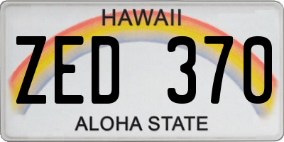 HI license plate ZED370