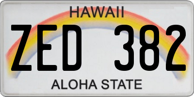 HI license plate ZED382