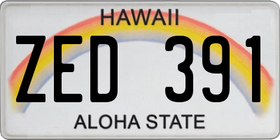 HI license plate ZED391