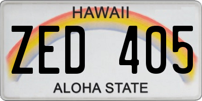 HI license plate ZED405