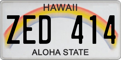 HI license plate ZED414