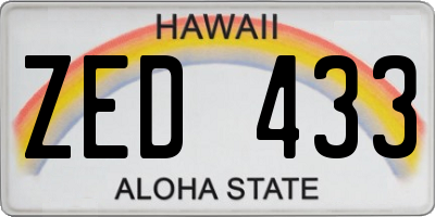 HI license plate ZED433