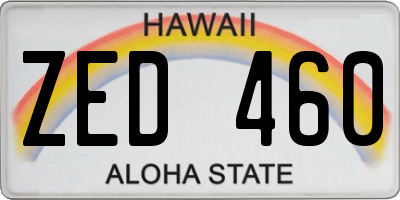 HI license plate ZED460