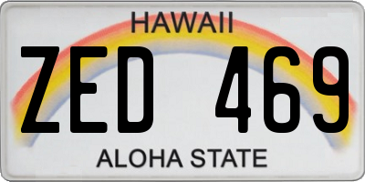 HI license plate ZED469