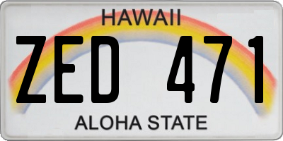 HI license plate ZED471