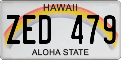 HI license plate ZED479