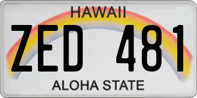 HI license plate ZED481