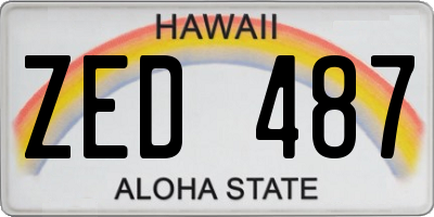HI license plate ZED487