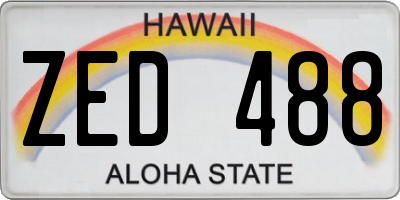 HI license plate ZED488