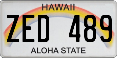 HI license plate ZED489
