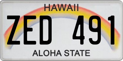 HI license plate ZED491