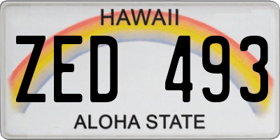 HI license plate ZED493